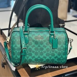 NWT Coach Rowan Satchel Bag In Signature Canvas Bright Jade Green CV961